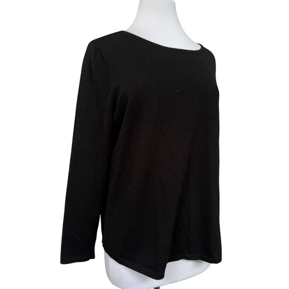 Chicos Black Mindy Pullover Sweater Top Sz 2 Back Zip Long Sleeve Classic Soft - Picture 1 of 8